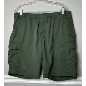 Uniqlo Cargo Shorts Drawstring Elastic Waist Lightweight Army‎ Green 36"W